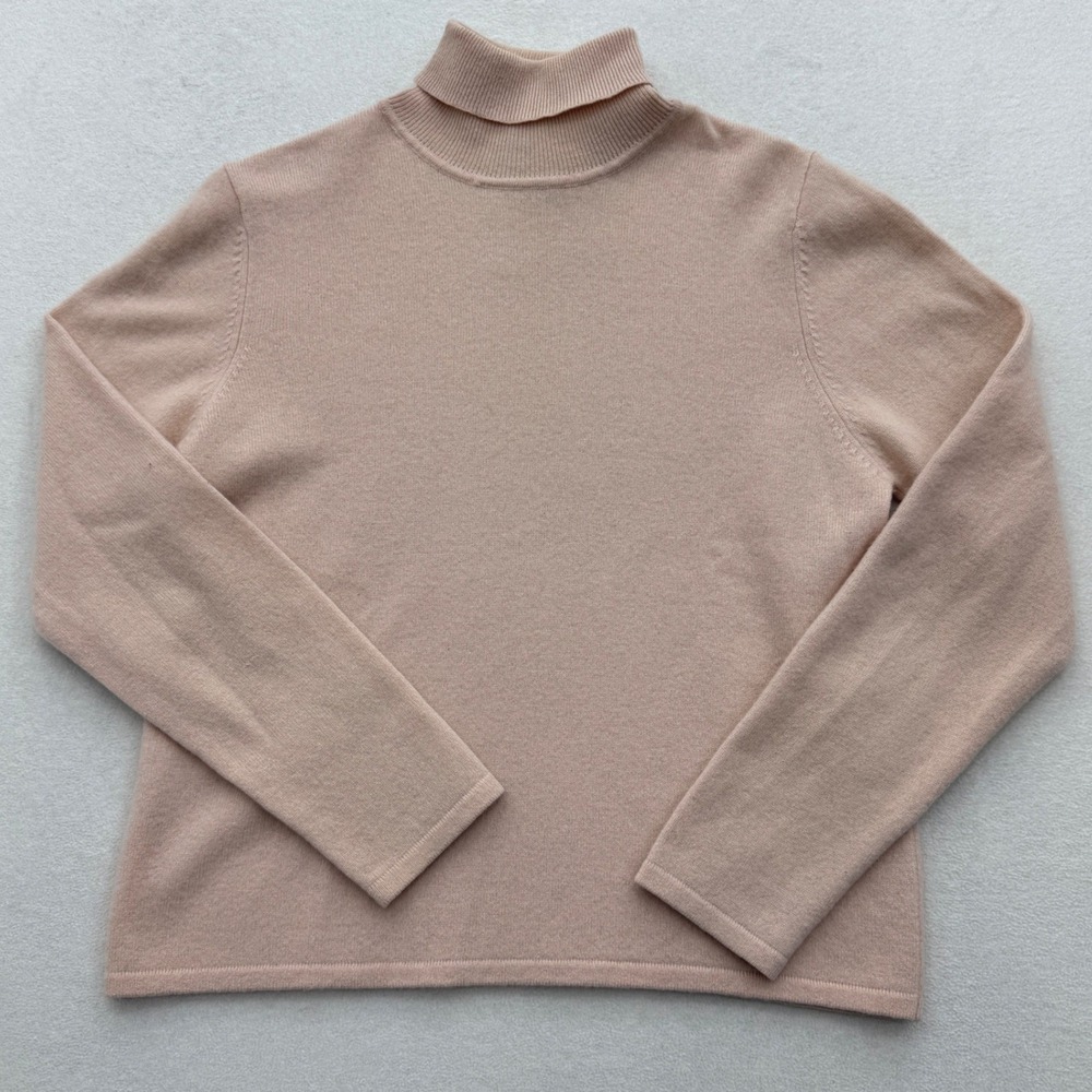 Samantha Taylor 100% Cashmere Turtleneck Sweater Womens‎ Size M Peach Pink